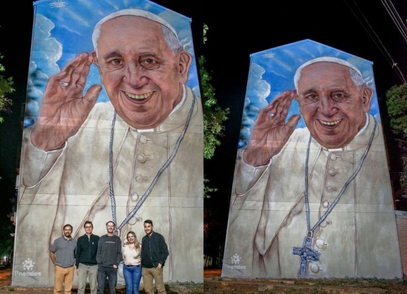 Un mural de 100 m² homenajea al Papa Francisco en Posadas