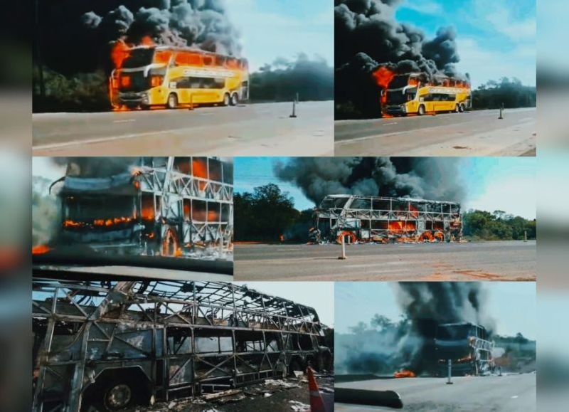 Se incendió un ómnibus por "fallas mecánicas" en cercanías de la localidad de San José